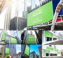 15个建筑外墙广告牌模型：15 Billboards Mockup on Building Vol.2